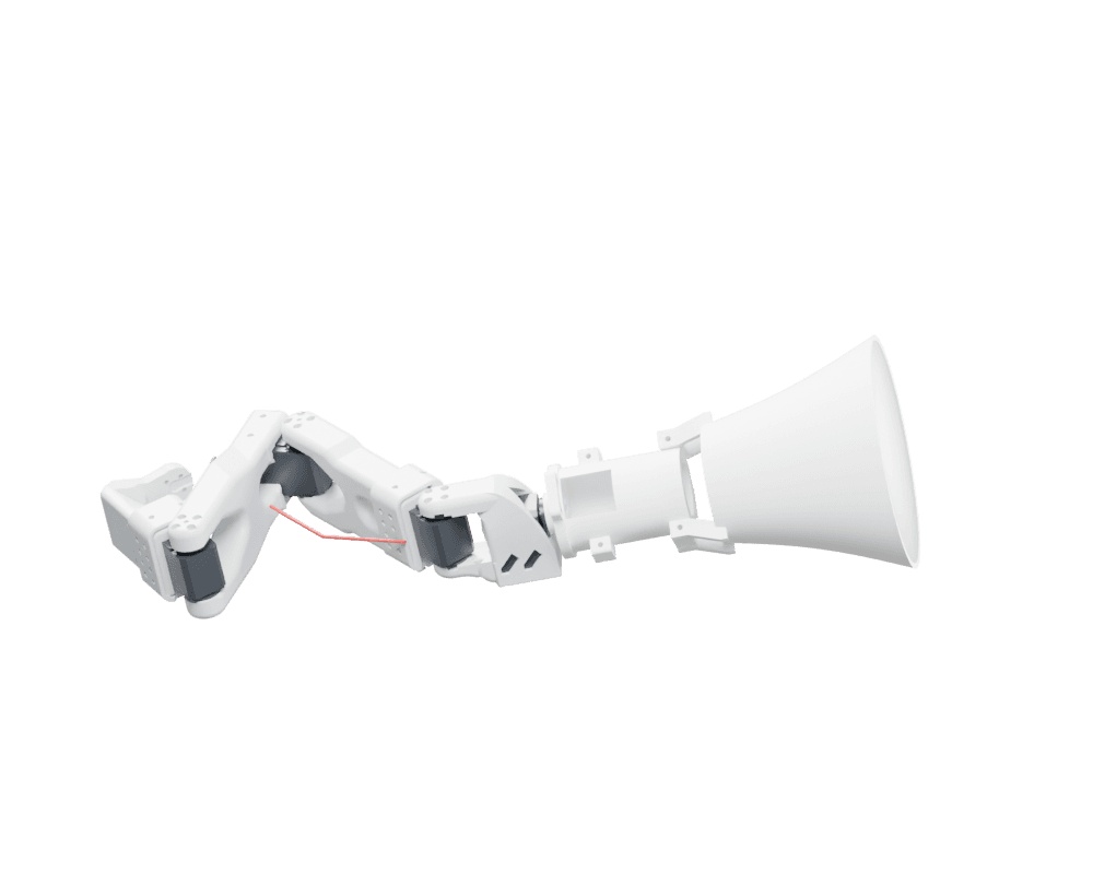 Kural arm with its curved trapezoid lamp and translucent diffuser attached to the wrist.