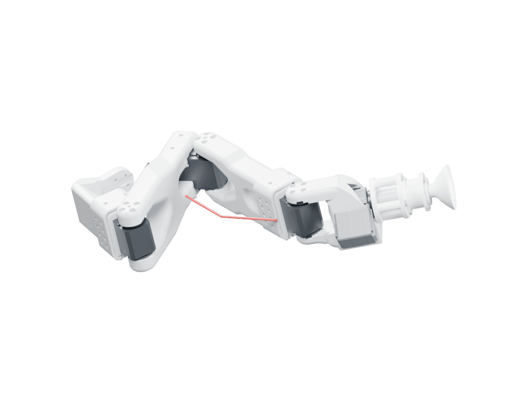 Kural arm with its motor-driven suction pump and white suction cup attached to the wrist.